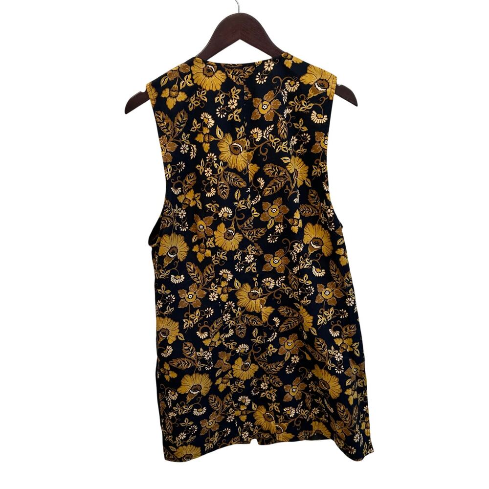 Vintage Lizwear Floral Beaded Tuxedo Dress Sleeveless Size Medium